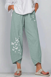 Women's Butterfly Print Summer Wide Leg Pants